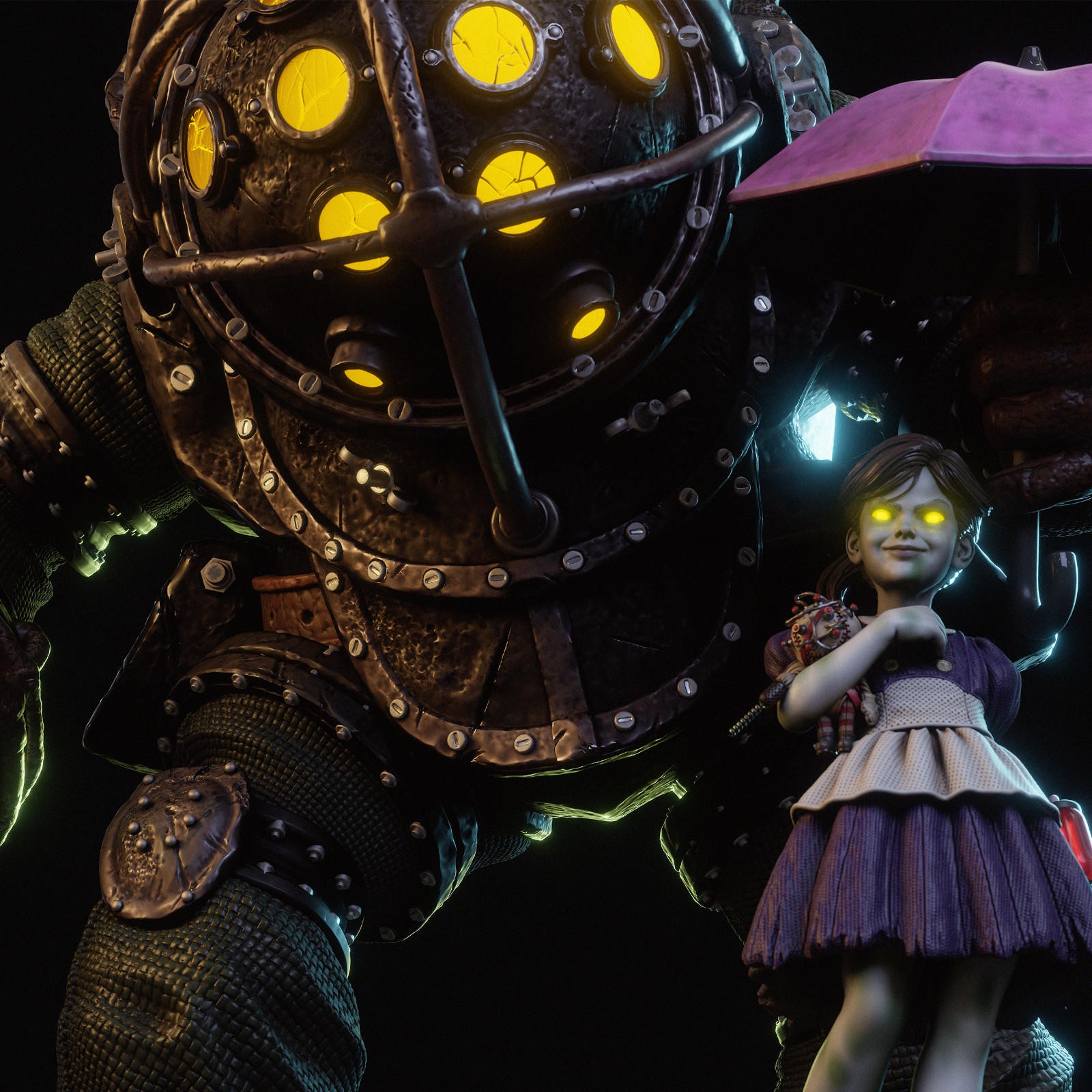 Kit garage 1:6 Big Daddy Little Sister BioShock NON VERNICIATO alta qualità