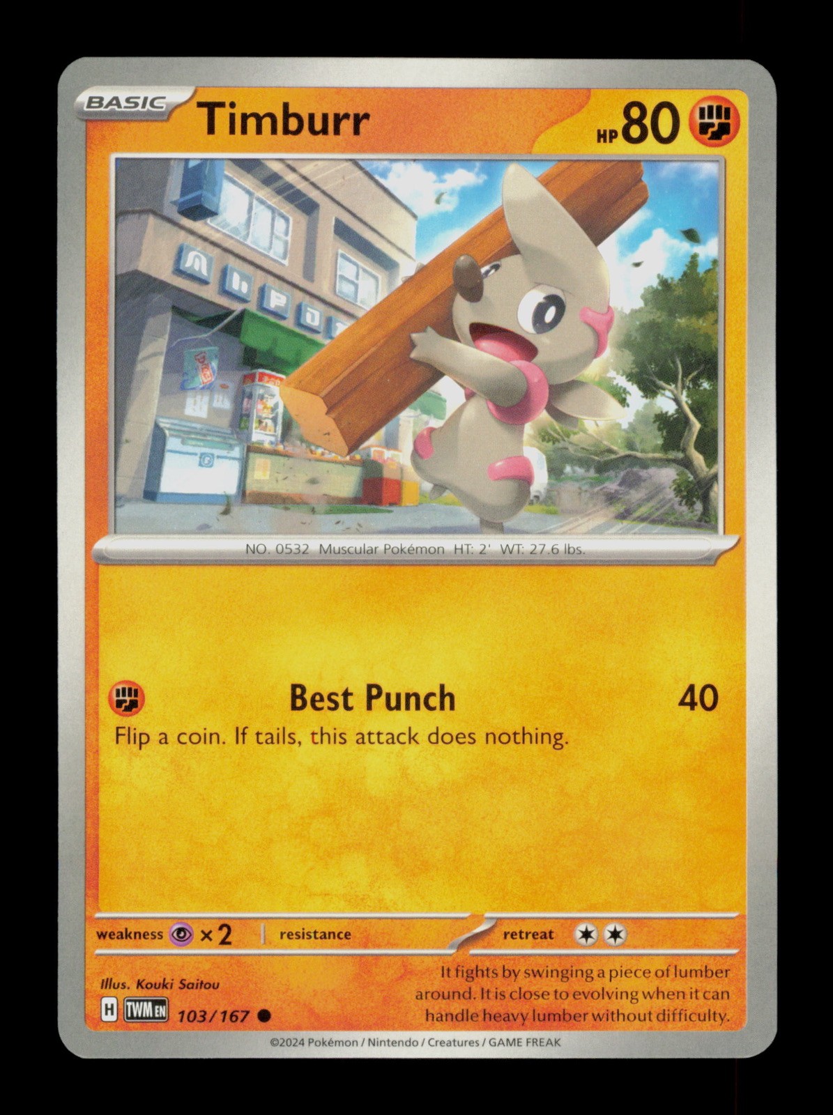 Timburr 103/167 Pokemon Maschera del Crepuscolo Trading Card TCG
