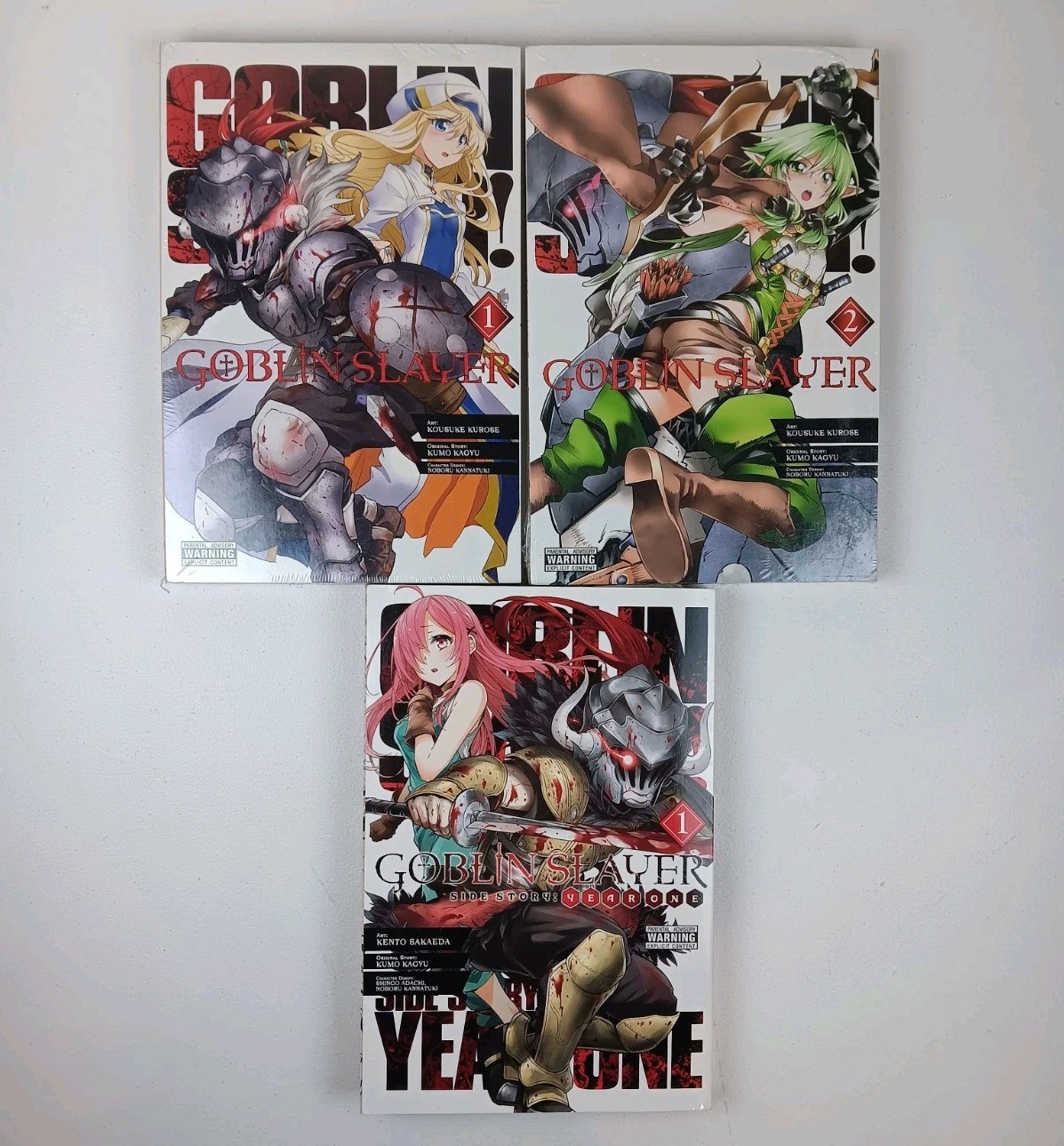 SIGILLATO Goblin Slayer Manga Inglese Vol 1 & 2 + Goblin Slayer Anno Uno Vol 1 Usato in Ottime Condizioni