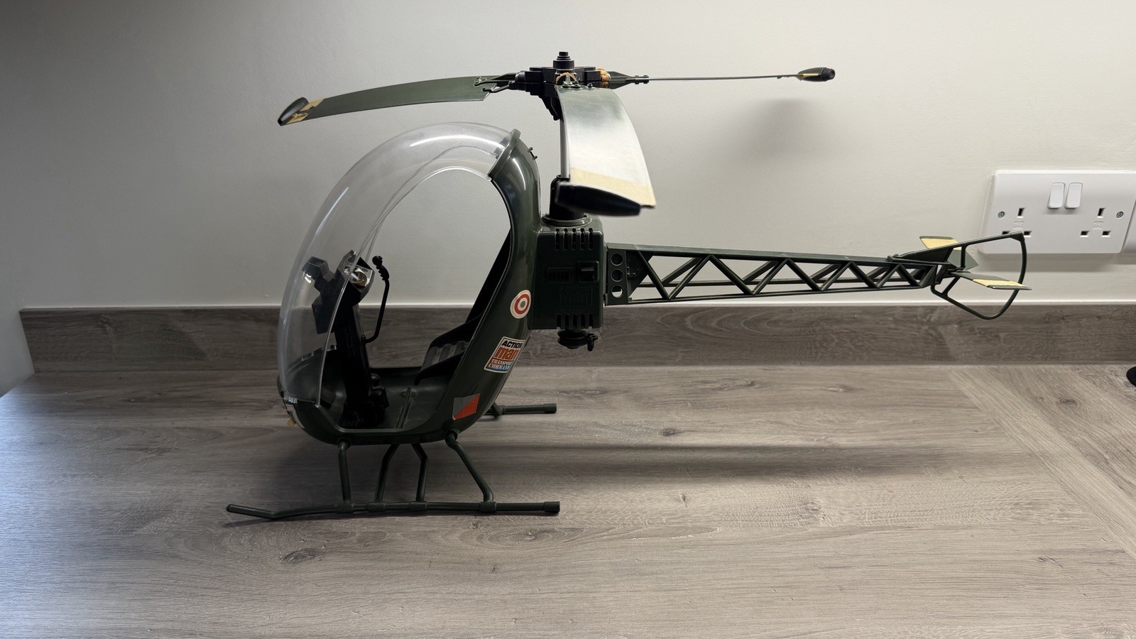 Palitoy Action Man Vintage Military Helicopter NX127 Green Plastic Clear Canopy