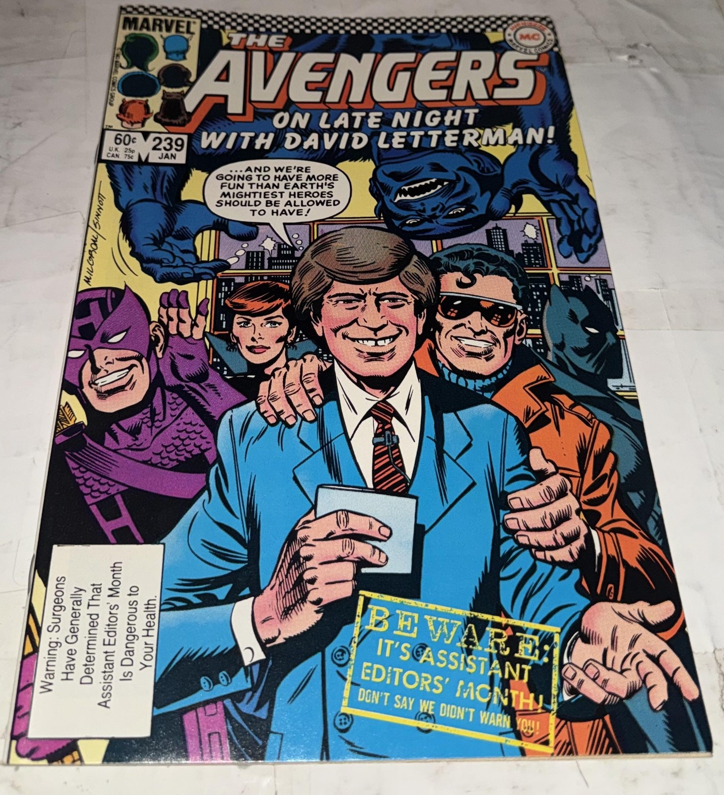 Vintage 1984 Marvel The Avengers #239 fumetto 60¢ copertina David Letterman