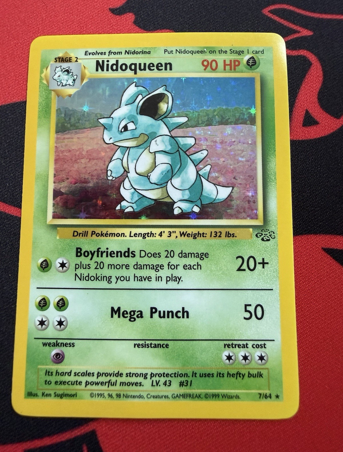 Wizards Pokemon TCG Nidoqueen 7/64 Jungle Holo Raro Illimitato ENG 90HP 1999