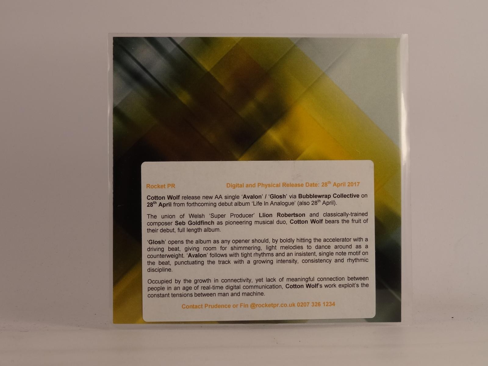 COTTON WOLF AVALON (F10) 2 Track Promo CD Single plus Picture Sleeve BUBBLEWRAP 