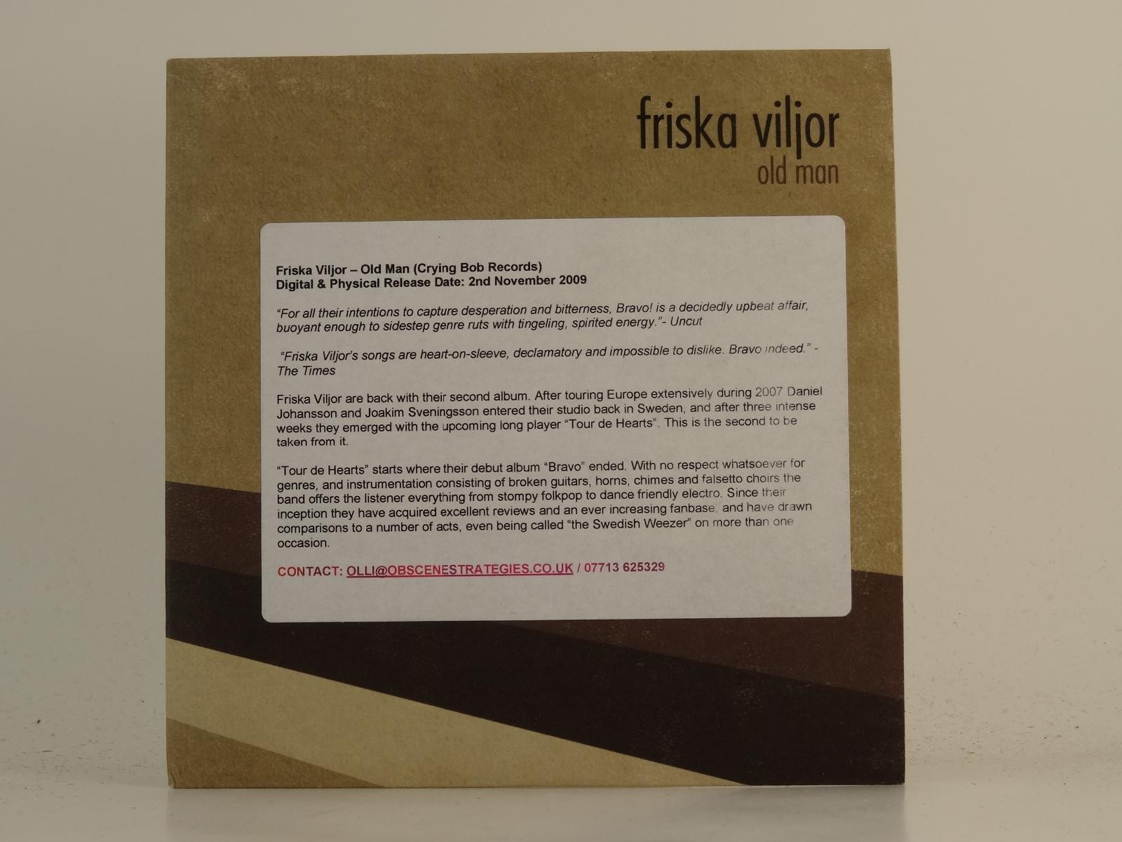 FRISKA VILJOR OLD MAN (H1) 2 Track CD Single plus Card Sleeve CRYING BOB RECORDS