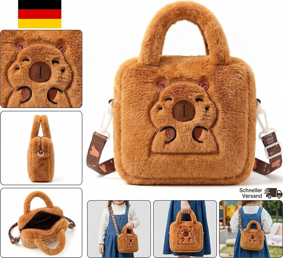 Borsa a tracolla bambina, Capybara peluche borsa a tracolla, borsa a mano per bambini per scarpe