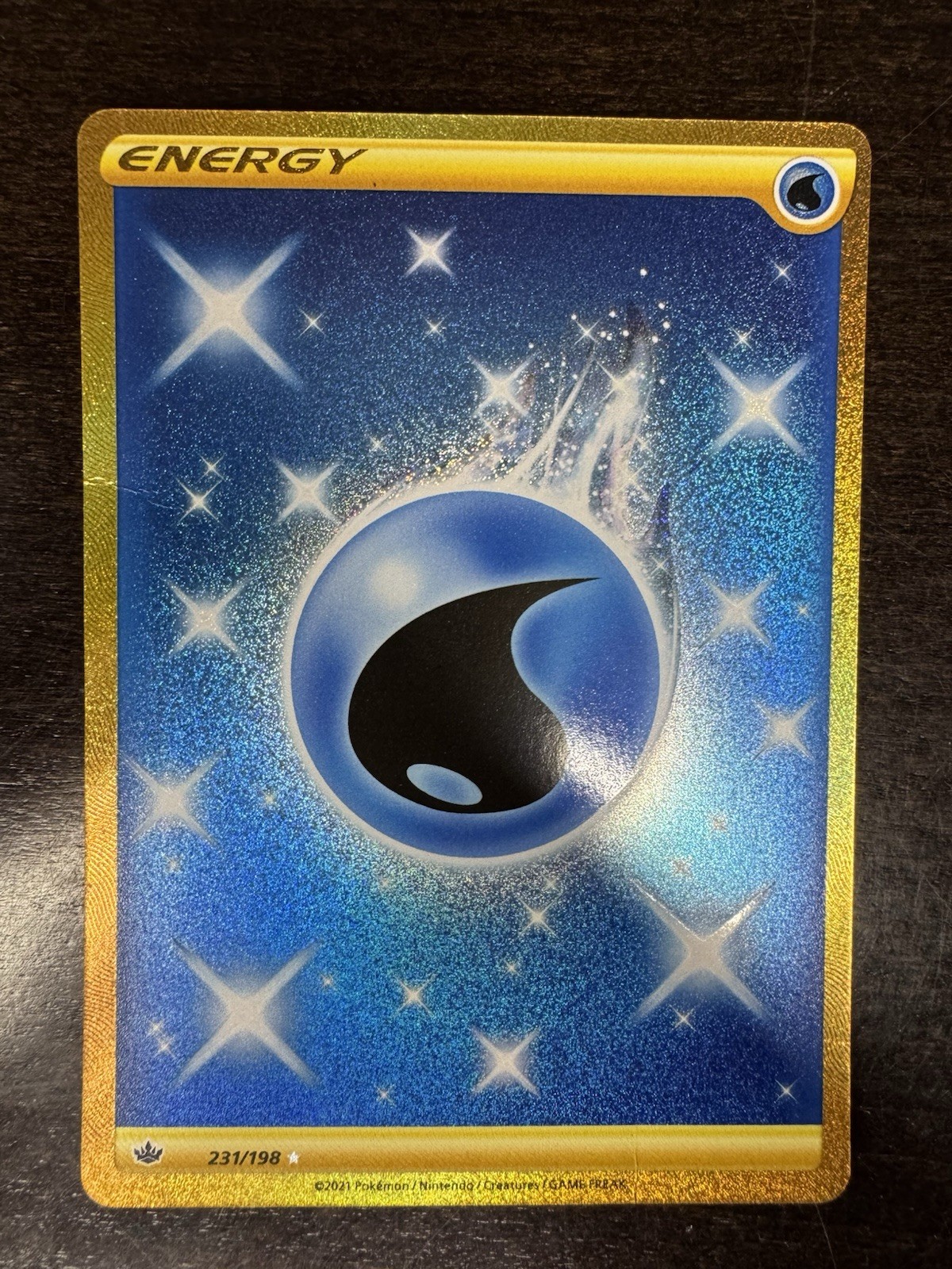 Water Energy 231/198 Gold Secret Rare Chilling Reign Pokemon Card MP