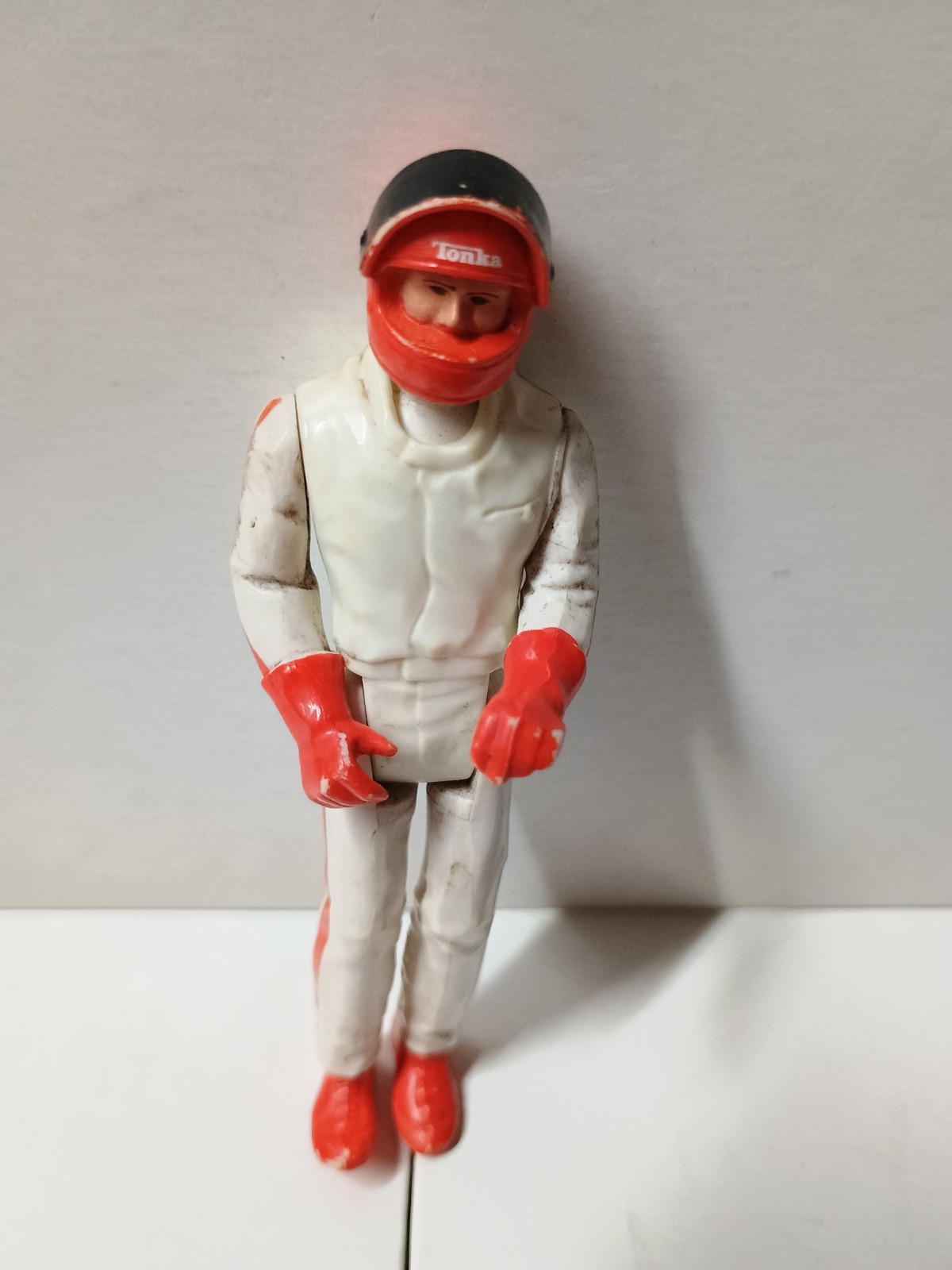 TONKA VINTAGE 1979 Play People AJ FOYT Race Team Driver Modellino 4'' Rosso Bianco