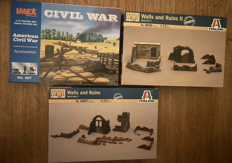 3x Diorama Zubehör 1:72 – Italeri Ruinen + IMEX Civil War – unvollständig