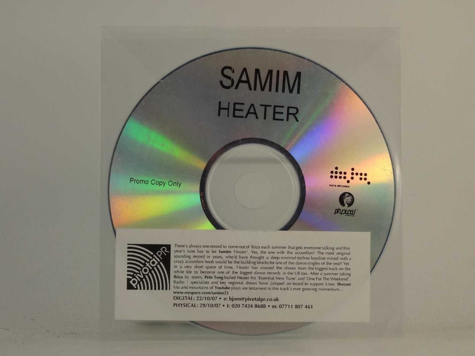 SAMIM HEATER (H1) 3 Track Promo CD Single plus Plastic Sleeve DATA RECORDS