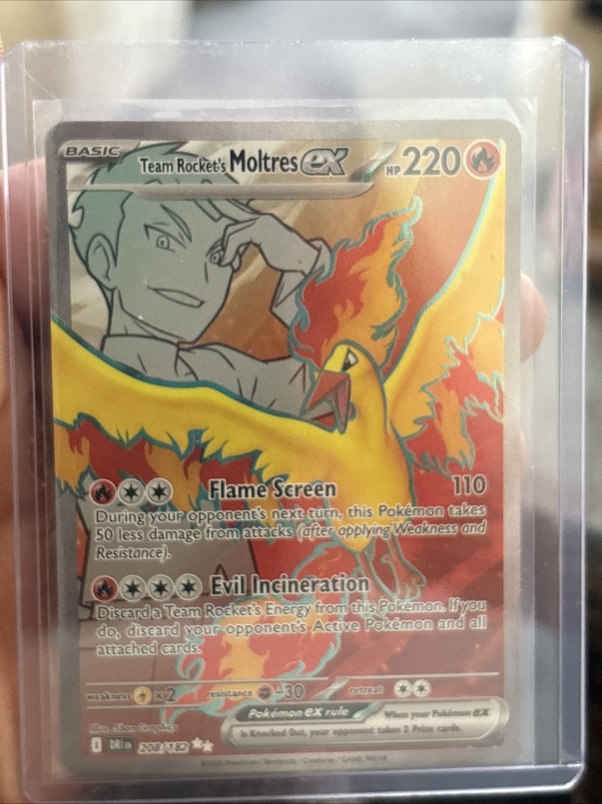 Pokémon TCG Team Rocket's Moltres EX 208/182 Destined Rivals Mint Condition