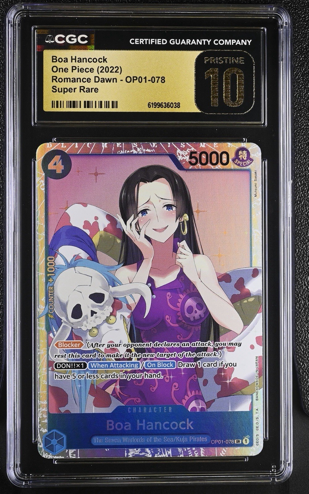 CGC 10 Pristine Boa Hancock OP01-078 Romance Dawn Super Rare
