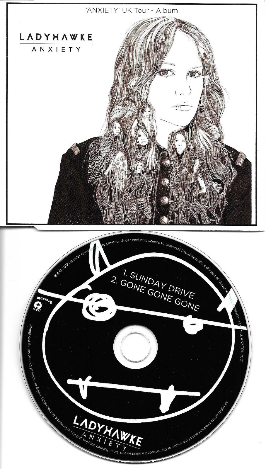 LADYHAWKE Sampler 2012 TOUR Sunday /Gone EUROPE PROMO DJ CD Single USA seller