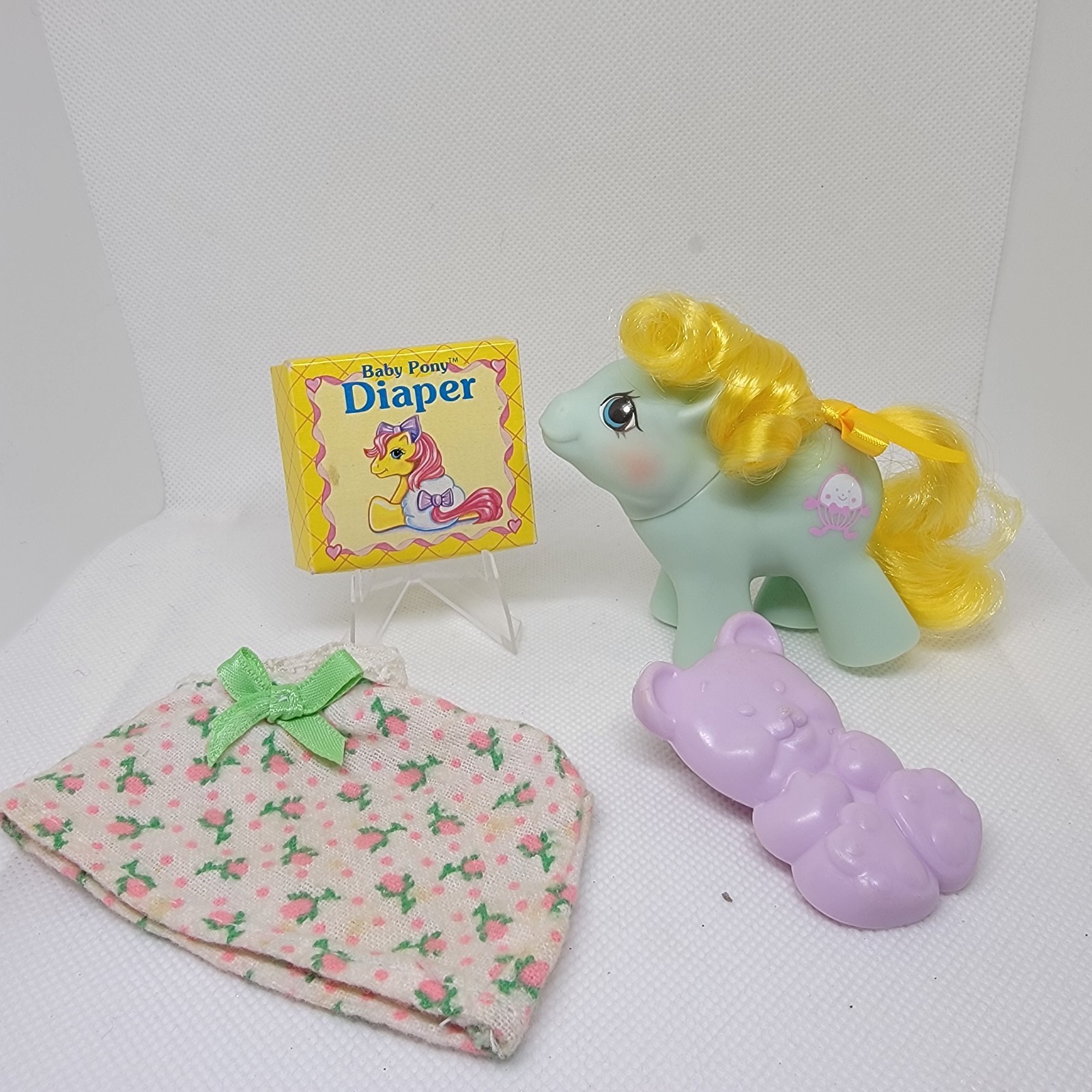 VINTAGE 1987 G1 HASBRO MY LITTLE PONY NEONATO DOPPIO BIMBO JANGLES con accessori