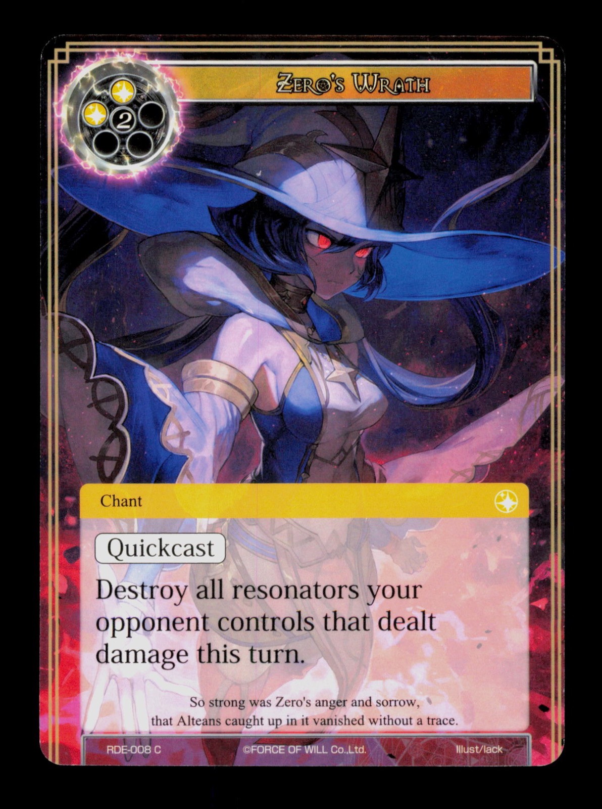 Zero's Wrath RDE-008 Force Of Will FOW Common  Trading Card TCG CCG