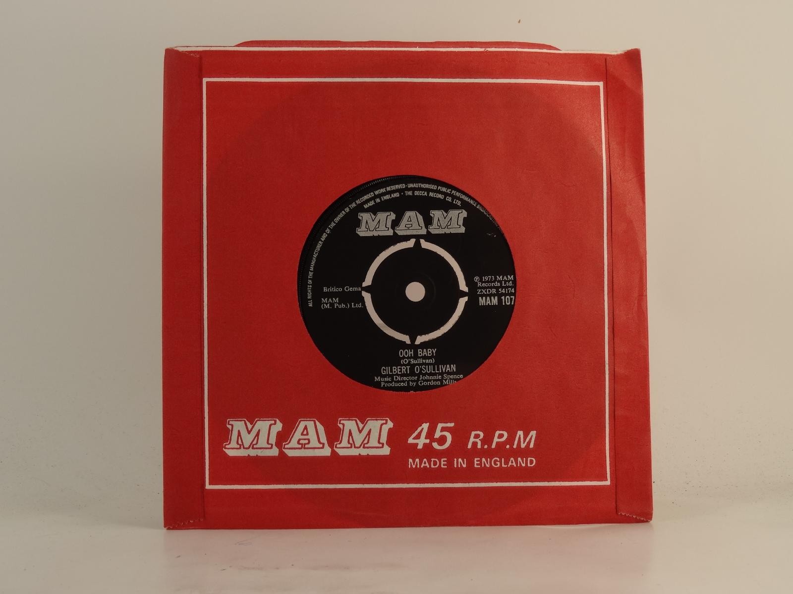 GILBERT O'SULLIVAN OOH BABY (2) (78) 3 Track 7" Single including Company Sleeve 