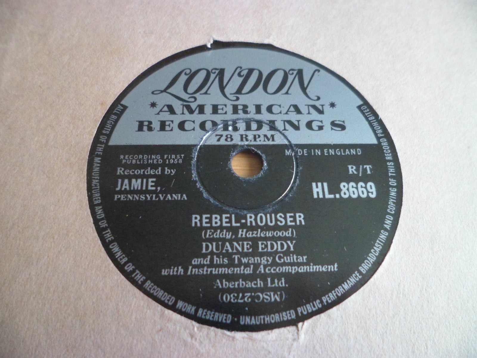 DUANE EDDY: REBEL ROUSER / STALKIN' 1958 LONDON 78RPM EX SUPERB