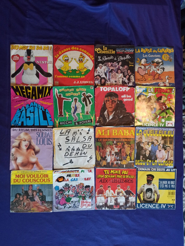 Lot de 16 Disques vinyles 45trs d'amiance pour faire la fête