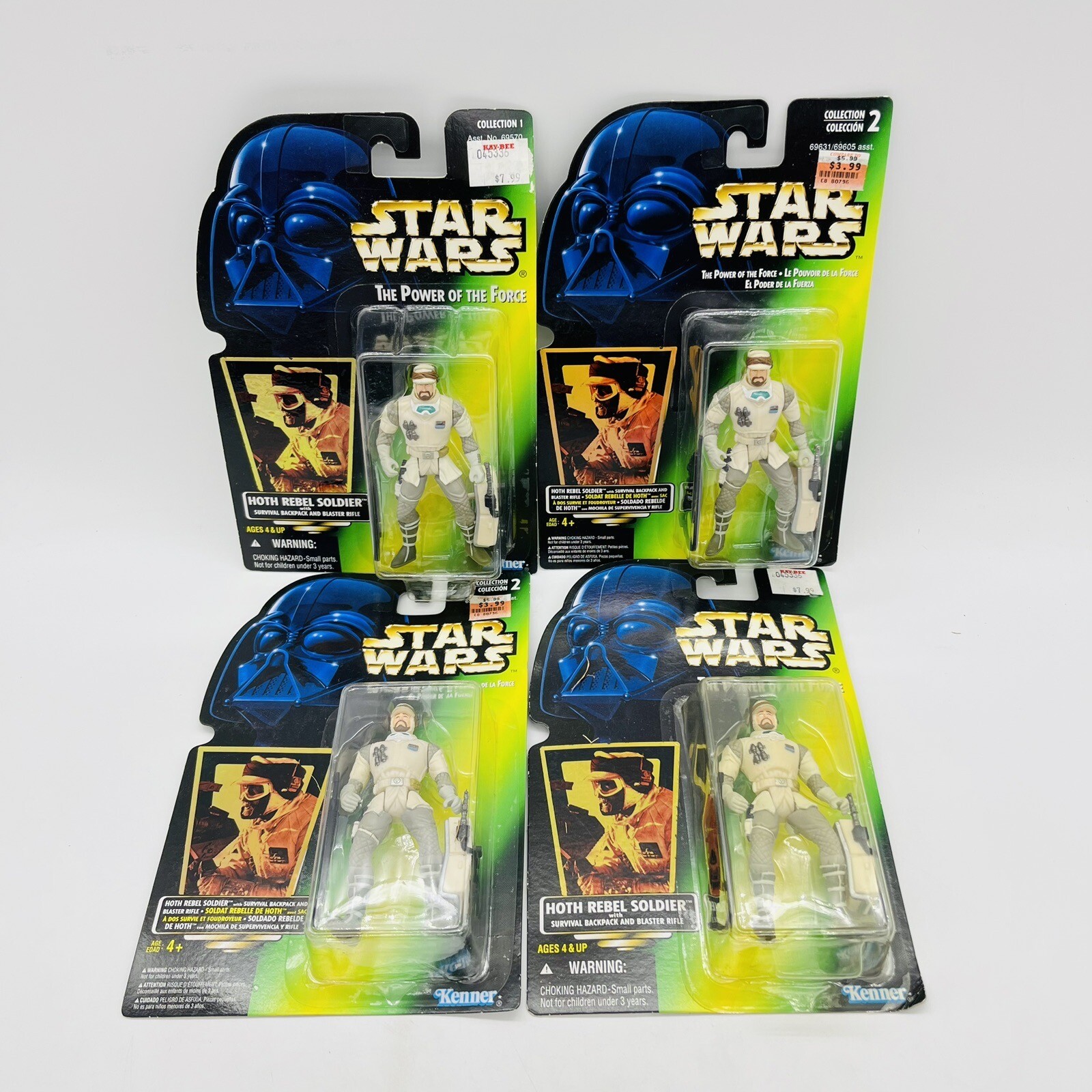 Star Wars Hoth Rebel Soldier '96 POTF Power Of The Force Modellino Costruttore Esercito 4pz