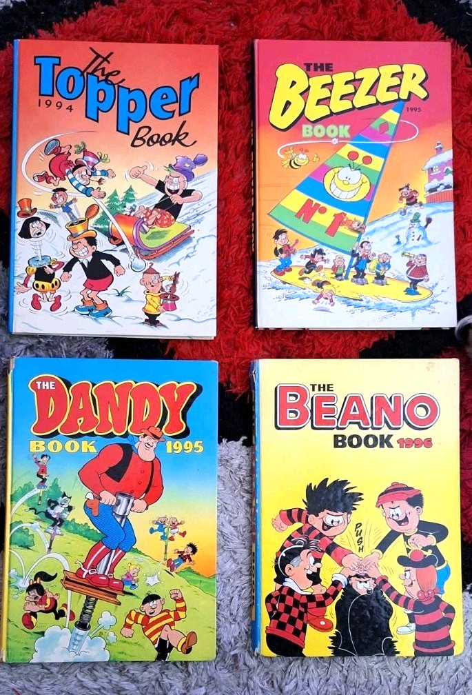A Job Lot of 4 mid 1990s Comic Annuals, Topper, Beezer, Dandy, Beano,