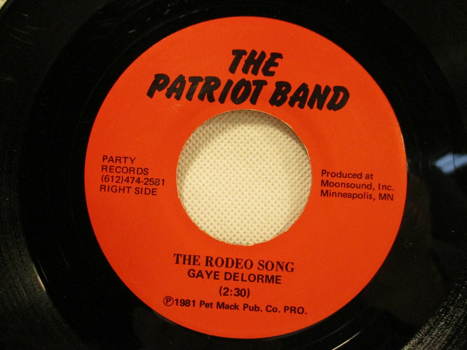 Gaye Delorme The Rodeo Song 1981 7" 45 Single Patriot Band Party Dirty Country