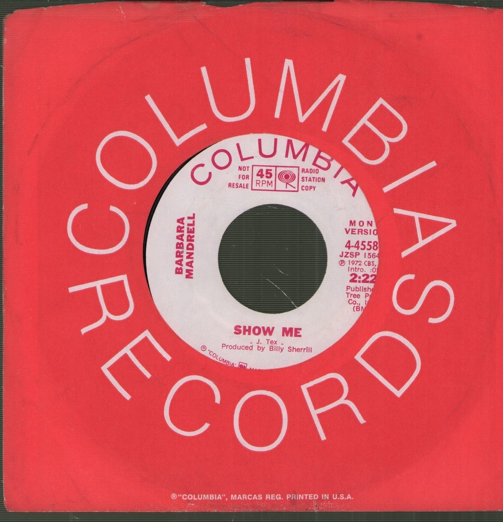 Barbara Mandrell Show Me 7" Vinile USA Columbia 1973 Promo 45 RPM