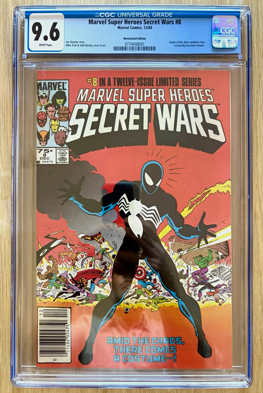 Secret Wars #8 CGC 9.6 rara edicola prima tuta nera Spidey numero chiave
