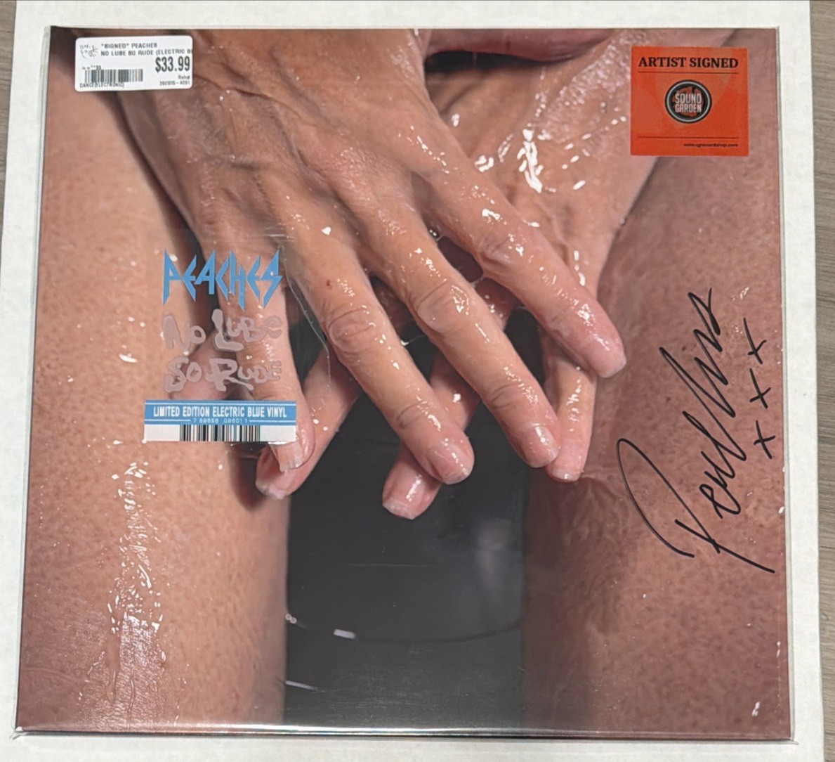 Peaches No Lube So Rude SIGNED Vinyl LP Electric Blue Brand NEW