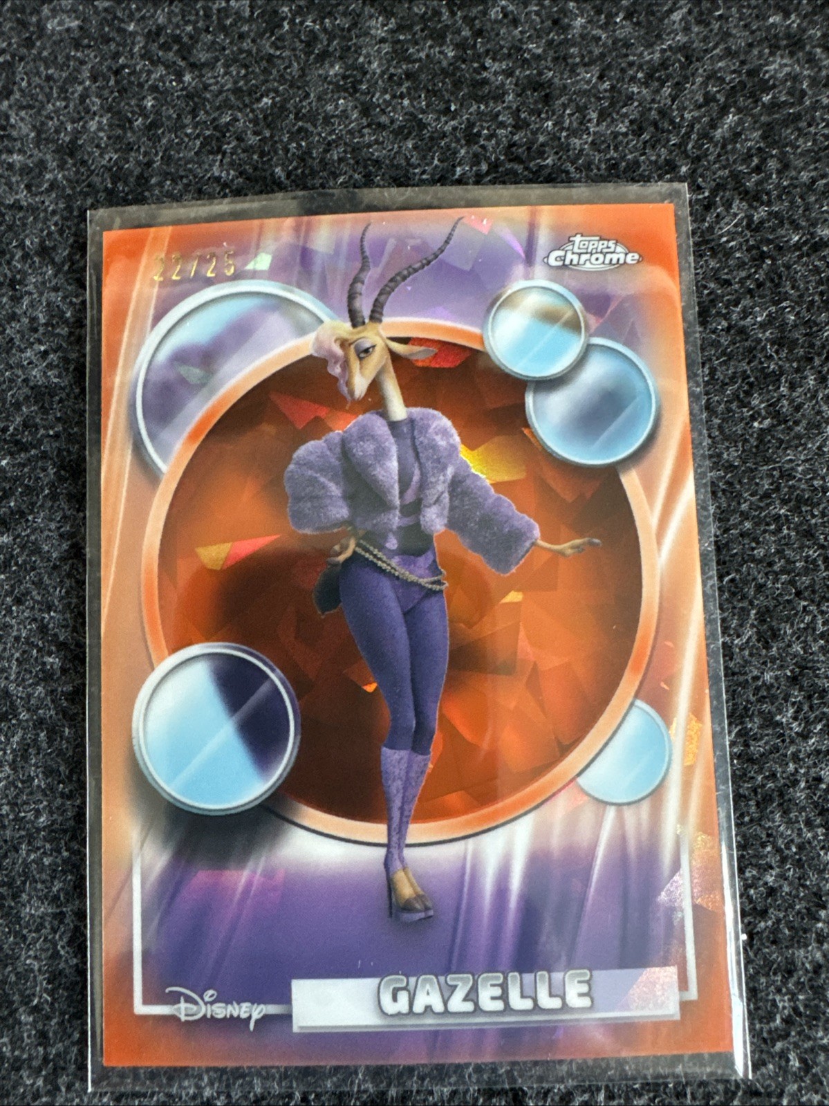 2026 Disney Topps Chrome GAZELLE rifrattore zaffiro arancione 3/25! Zootopia
