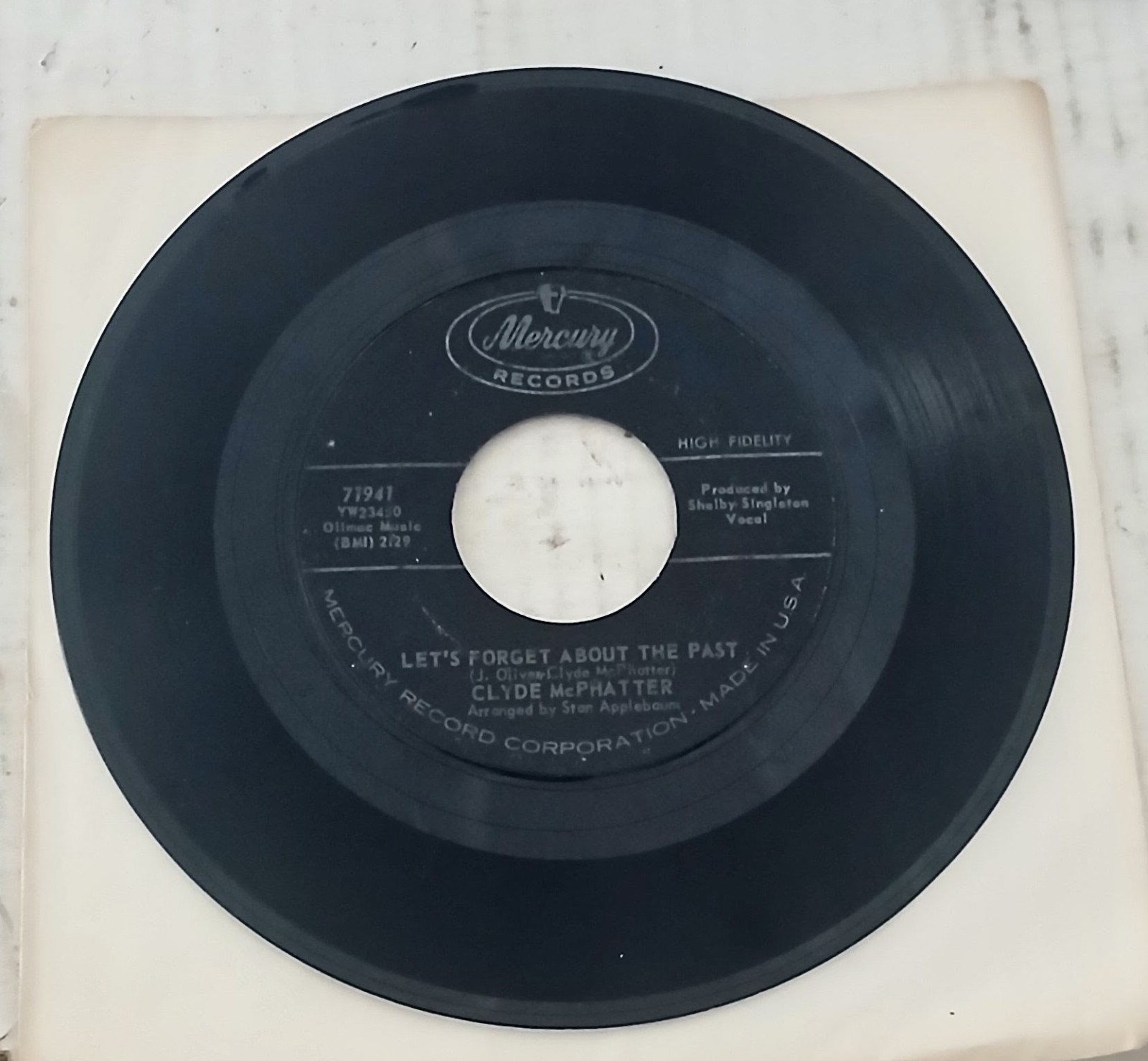 Clyde McPhatter 45 RPM Let's Forget About The Past Mercury Records 1962 71941