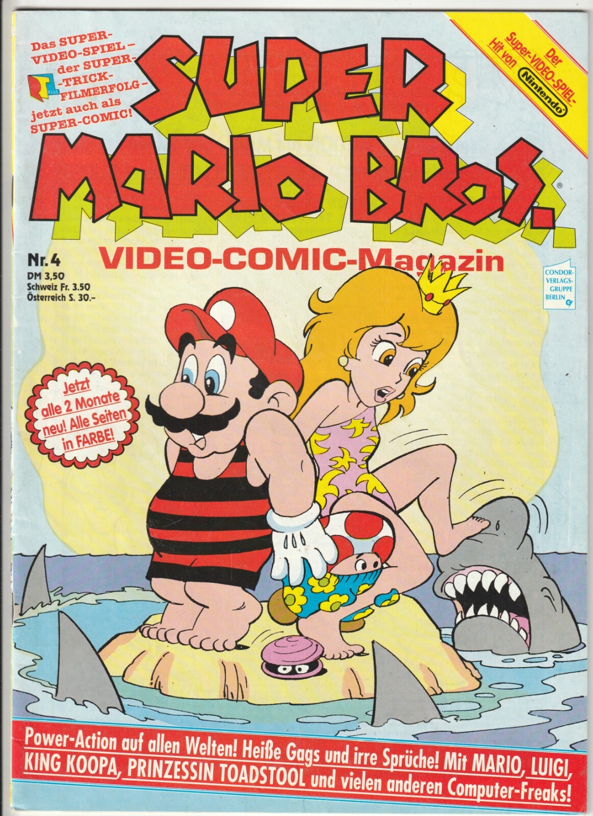 ✪ SUPER MARIO BROS. RIVISTA FUMETTI #4, Condor/Nintendo 1991 COMICHEFT Z1/1-