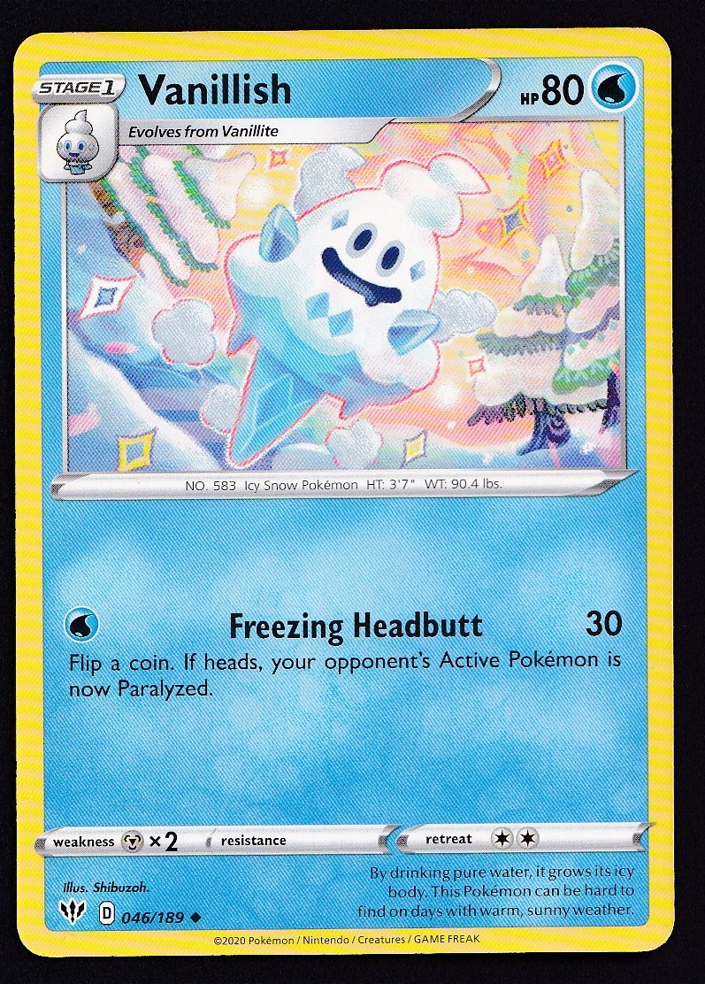 Carta Pokemon Vanillish 046/189 Darkness Ablaze quasi nuova regolare non comune