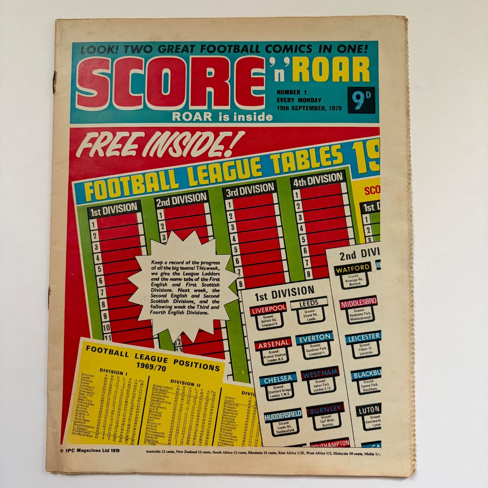 Score n Roar Comic - Issue 1 - 1970 - IPC Magazines - Aberdeen Everton
