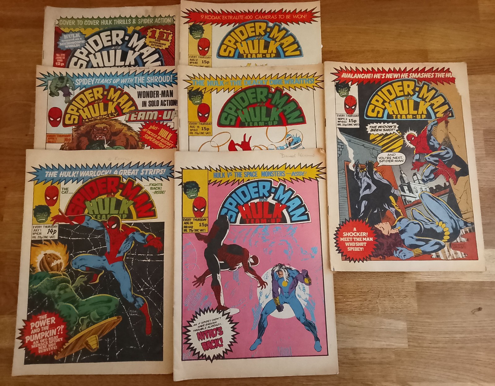 COMICS - Bundle Of X7 Marvel Spider-Man Hulk Weekly UK Boys Comics Collection 