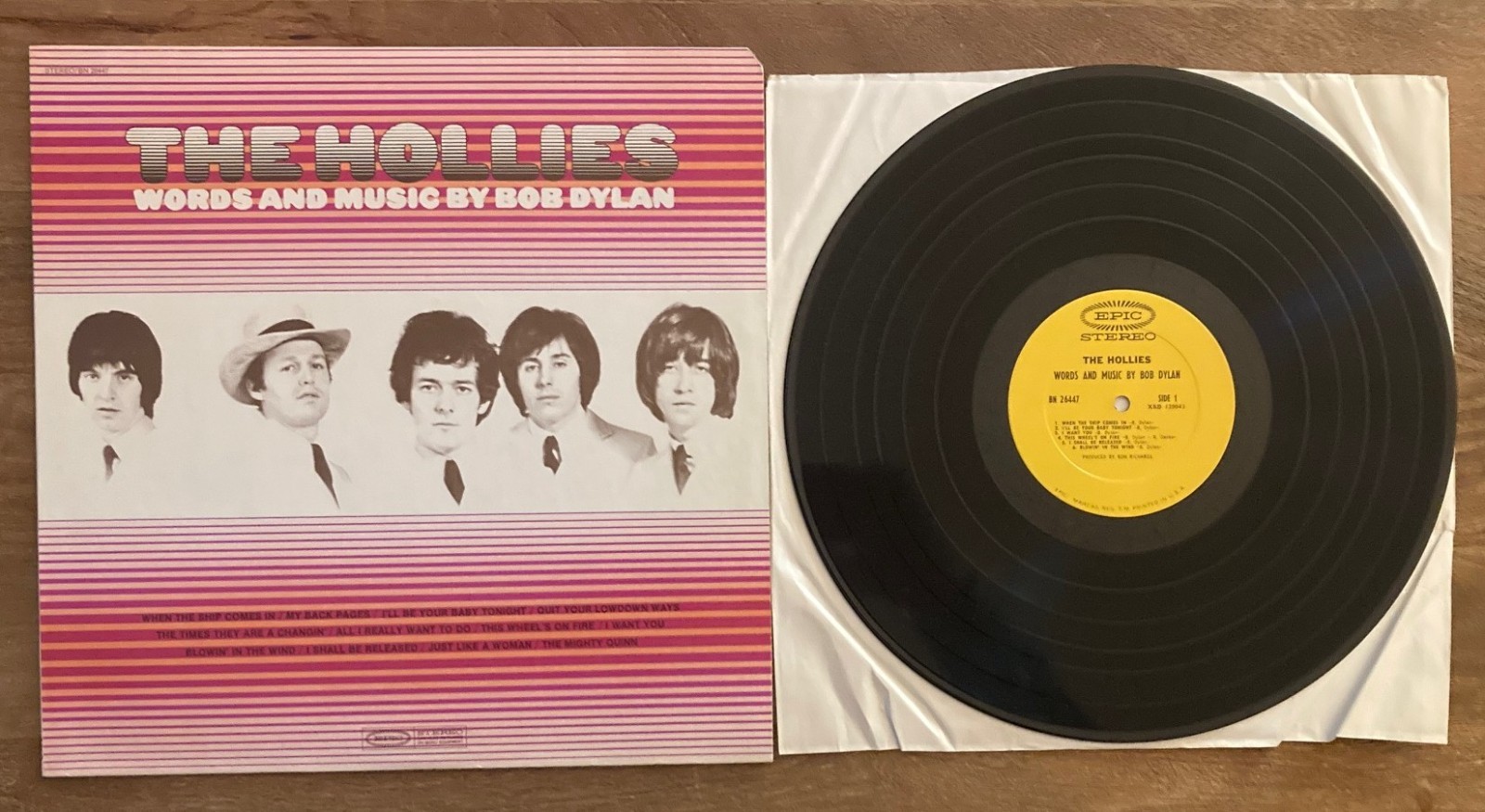 THE HOLLIES  Words And Music By Bob Dylan  LP album with PicCover from 1969