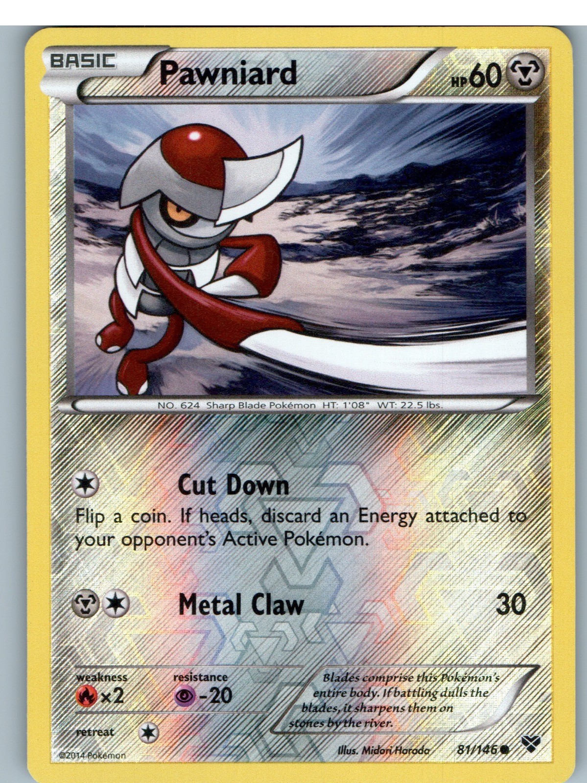 Pawniard 81/146 Pokemon comune XY Reverse Holo leggermente giocato
