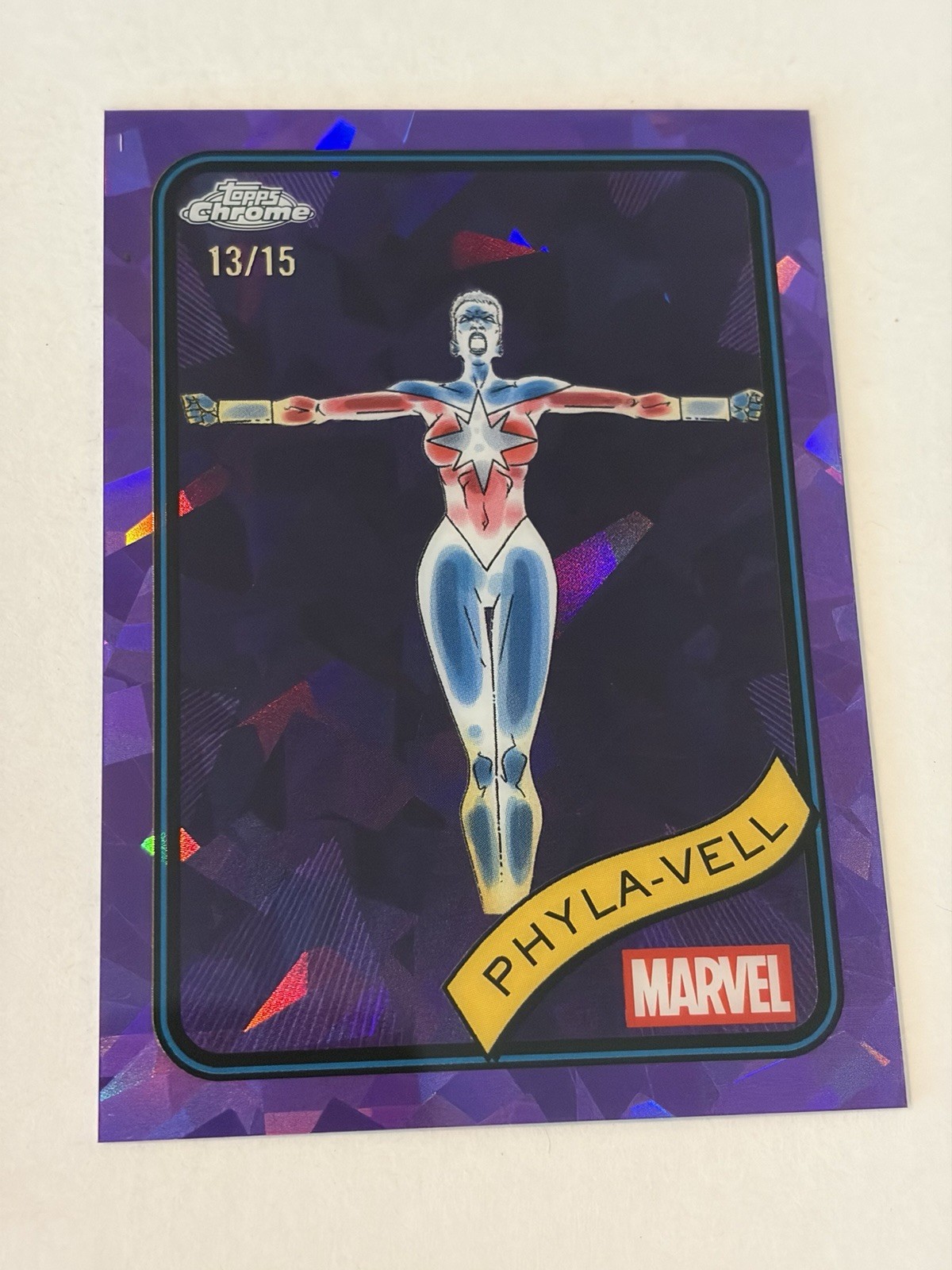 2025 Topps Marvel Chrome Sapphire Phyla-Vell Purple Cracked Ice Refractor #13/15