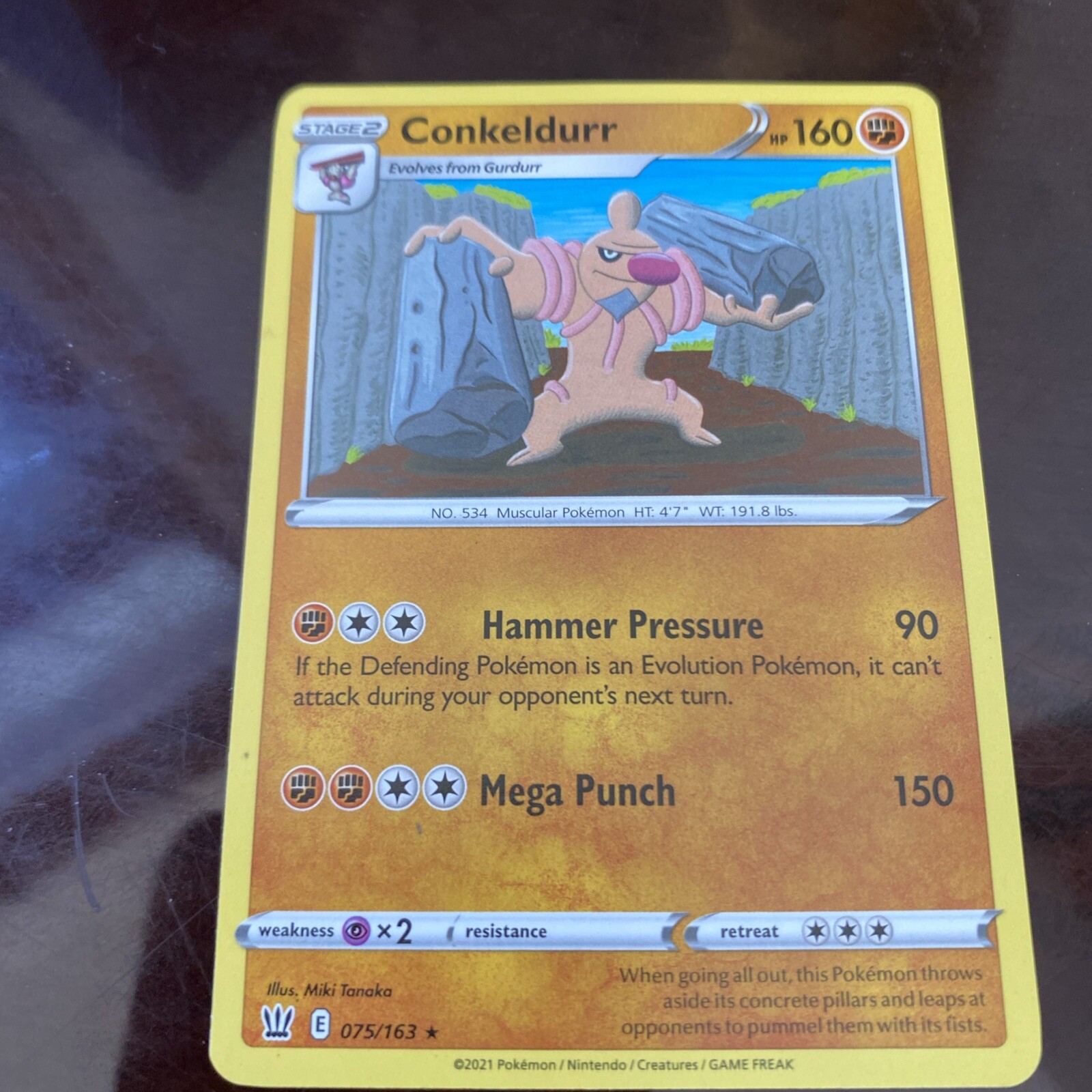 Carta Pokemon Conkeldurr 075/163 rara stili di battaglia TCG trading