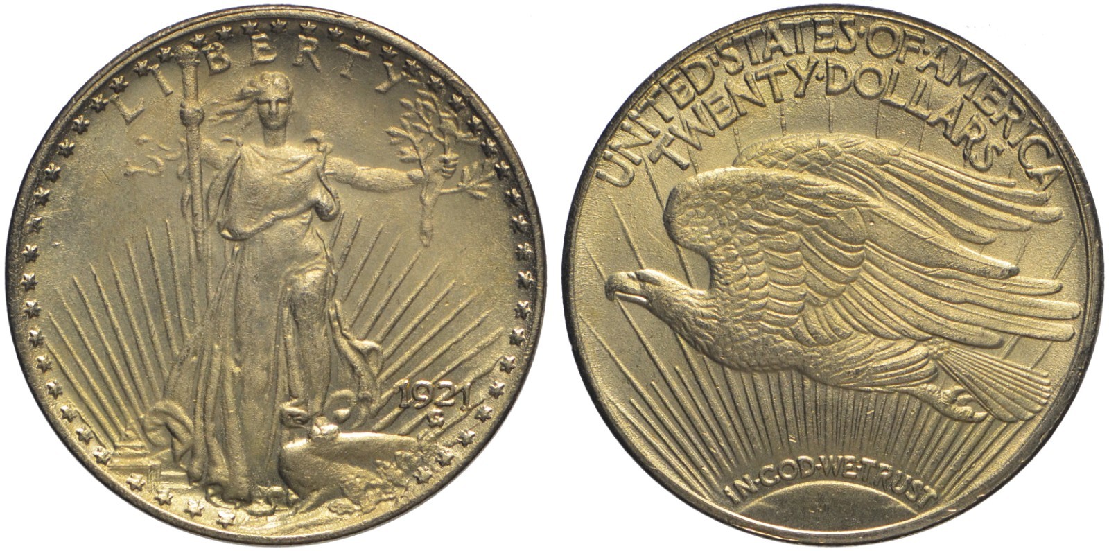 STATI UNITI D'AMERICA - 20 DOLLARI 1921  SAINT GAUDENS - NON ORO -  RICONIO
