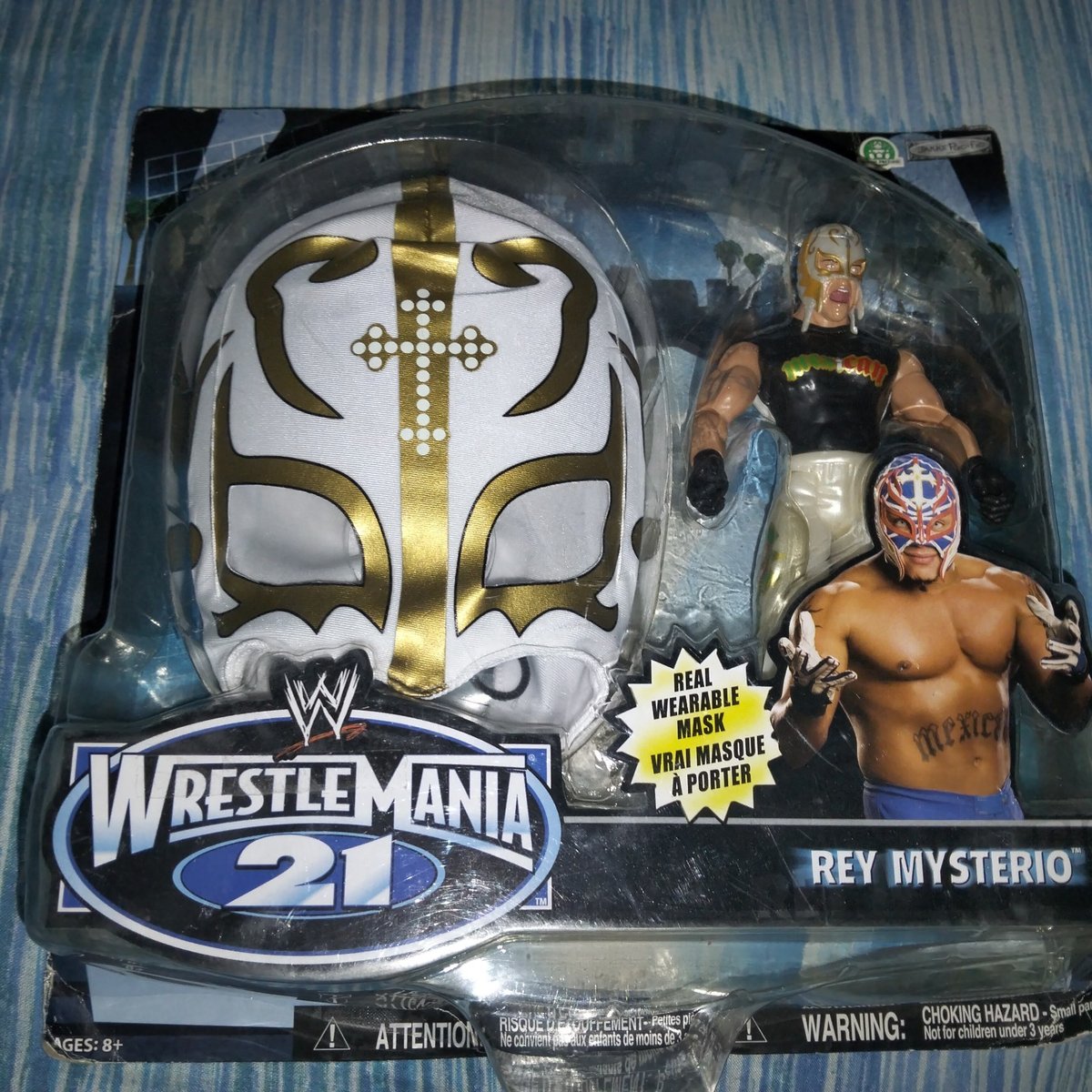 Jakks Pacific WWE WrestleMania 21 Rey Mysterio action figure 12" maschera