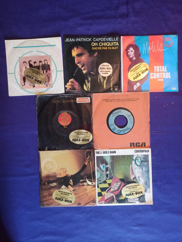 Lots de 7 disques vinyles 45trs version Juke-box des années 70 / 80