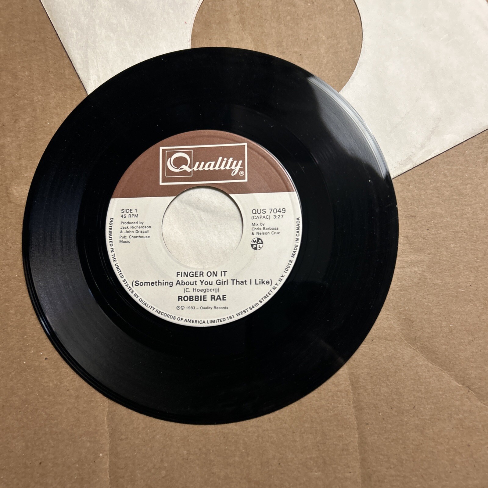 Robbie RAE Finger On It/Rachel 1983 Quality 45