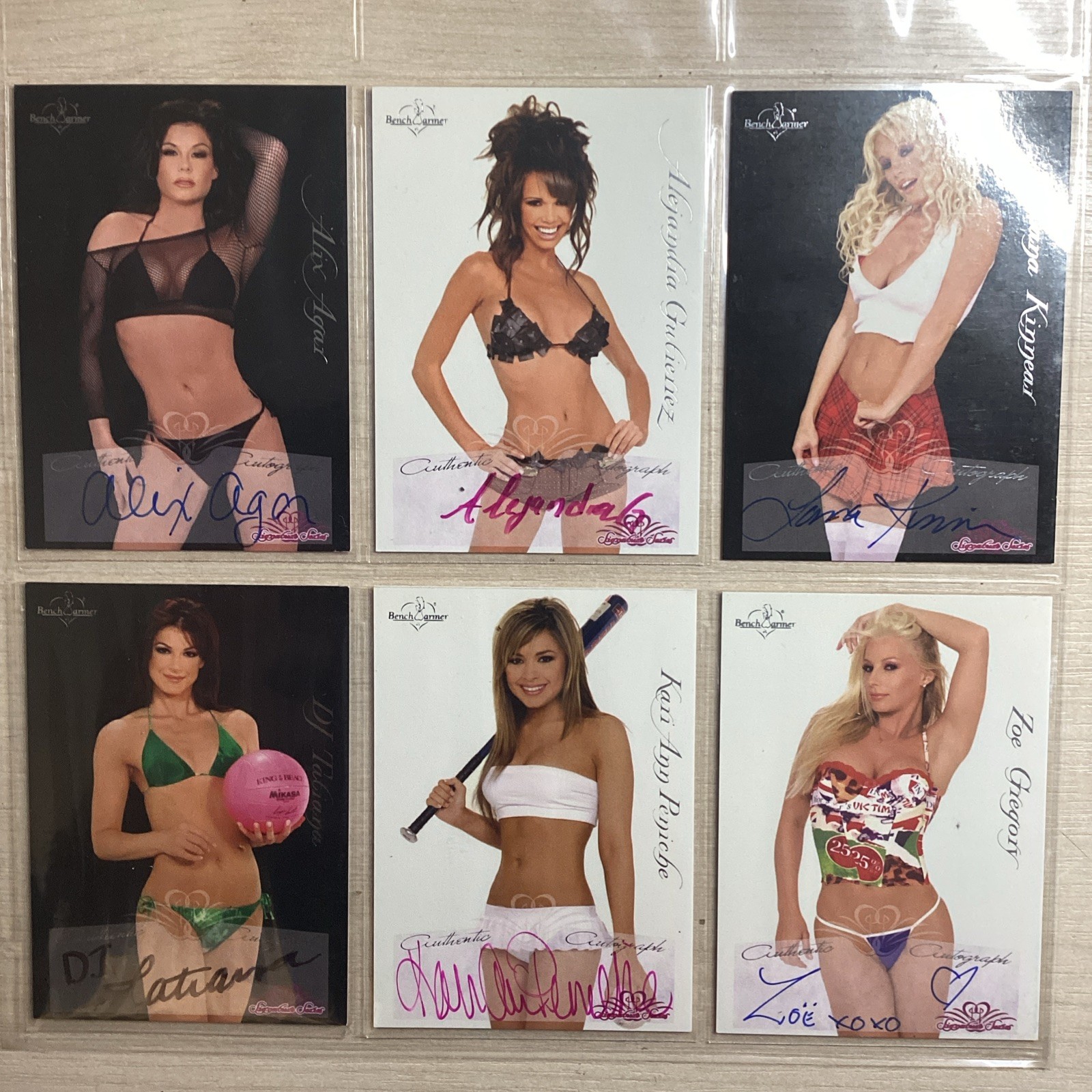 BENCHWARMER SIGNATURE SERIES 2005 - 6 AUTOGRAPHED CARDS. HAND SIGNED.