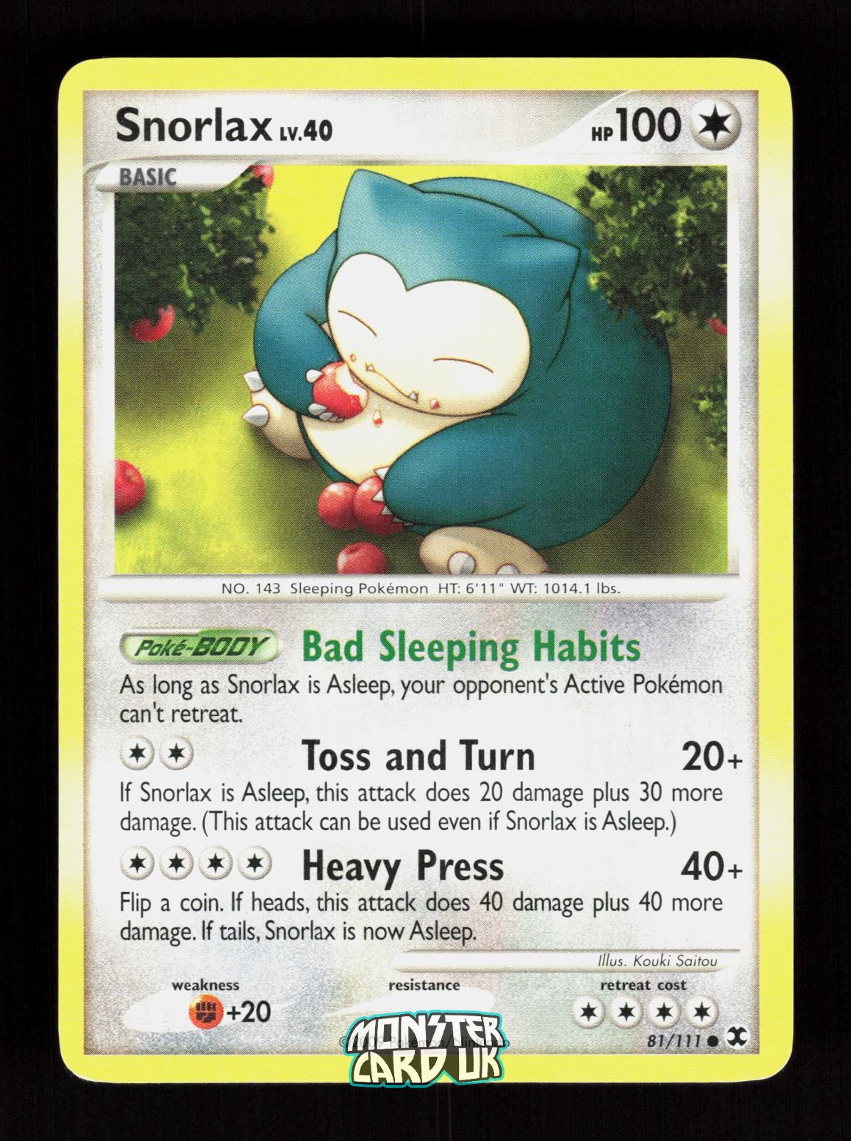Pokemon Snorlax 81/111 NM Rising Rivals.