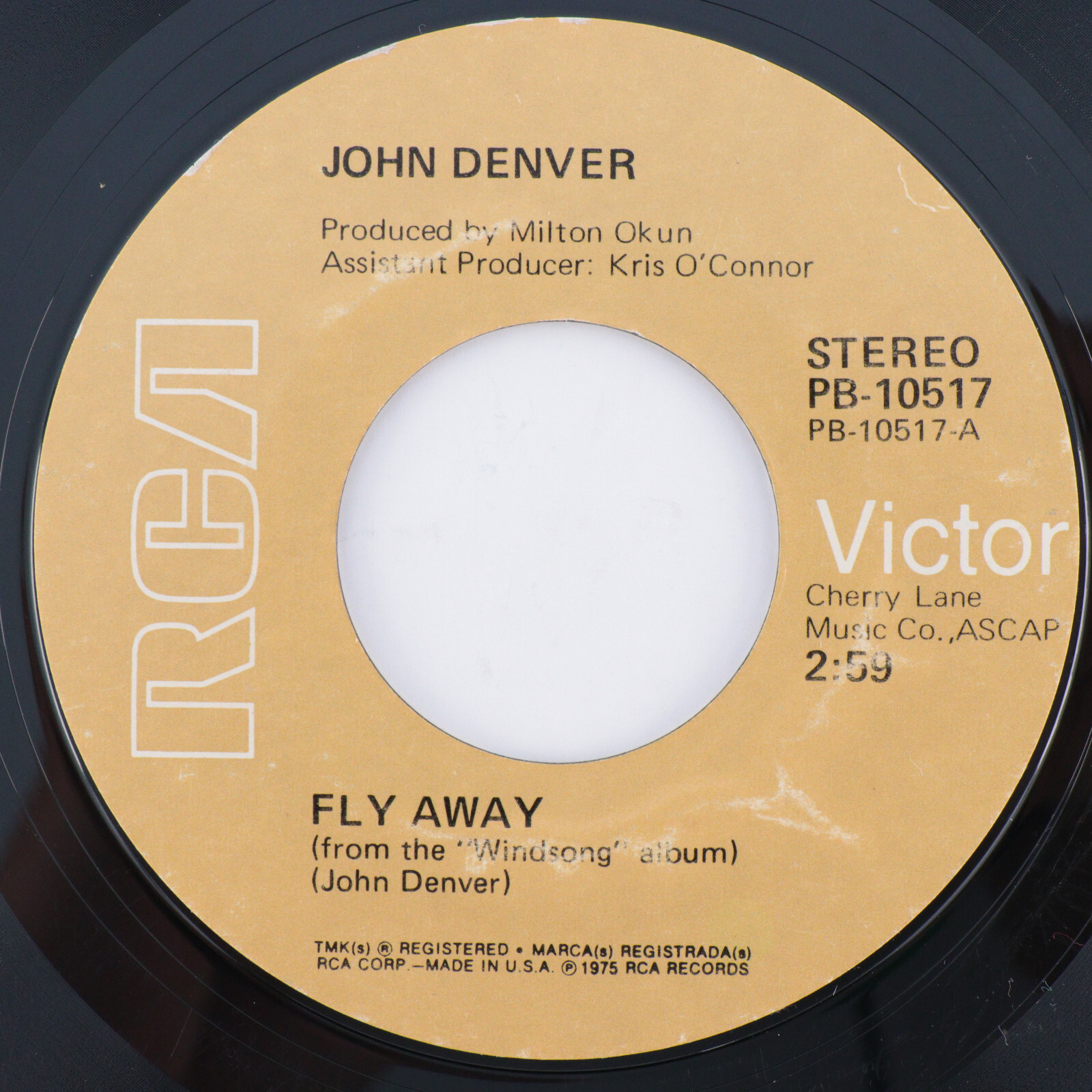 John Denver – Fly Away / Two Shots - 1975 45 rpm 7" Single Vinyl Record PB-10517
