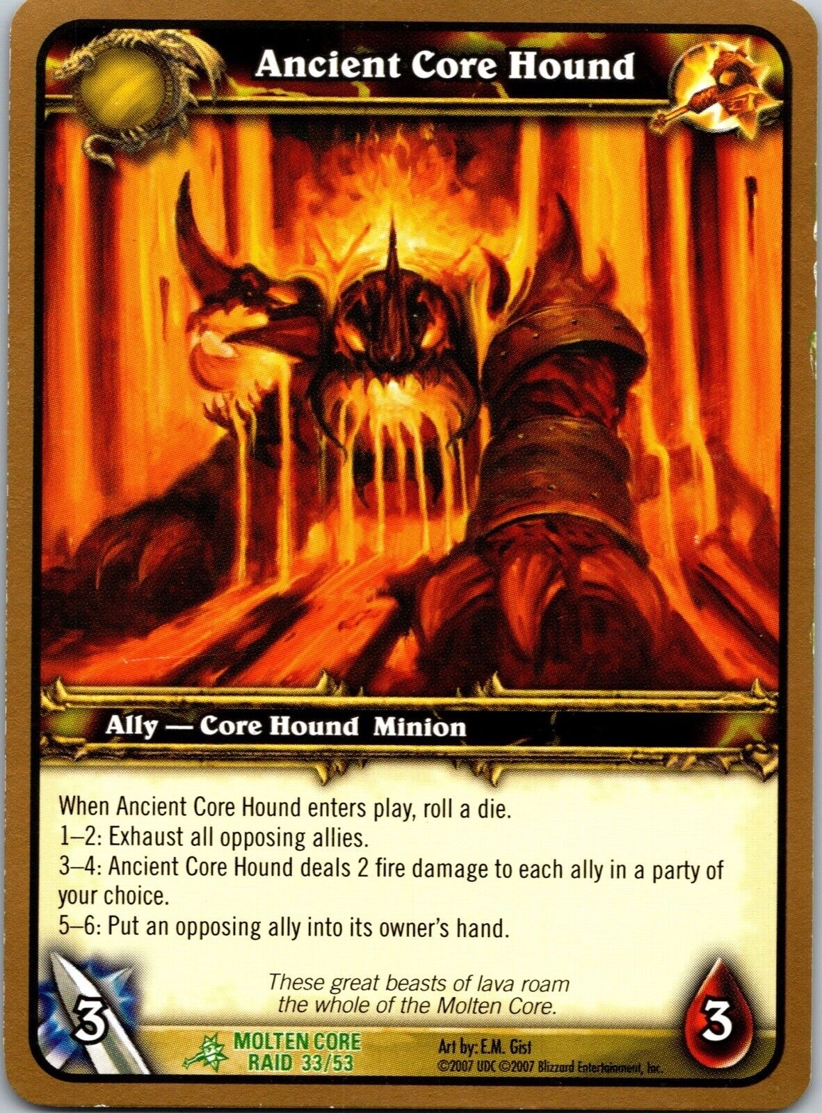 2007 Ancient Core Hound 33 non comune World of Warcraft WOW TCG CCG