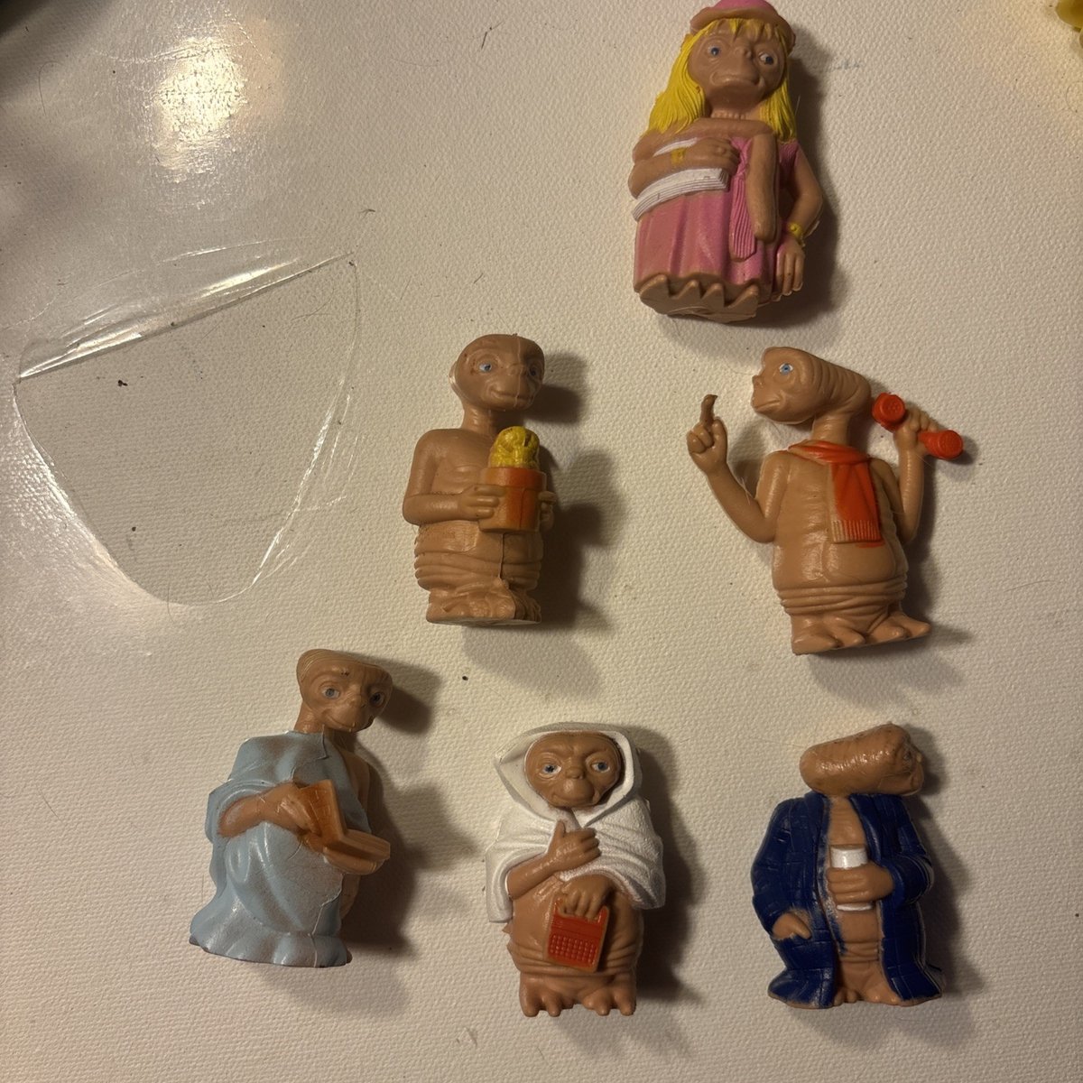 Set completo di sei figurine vintage 1982 LJN PVC E.T. 