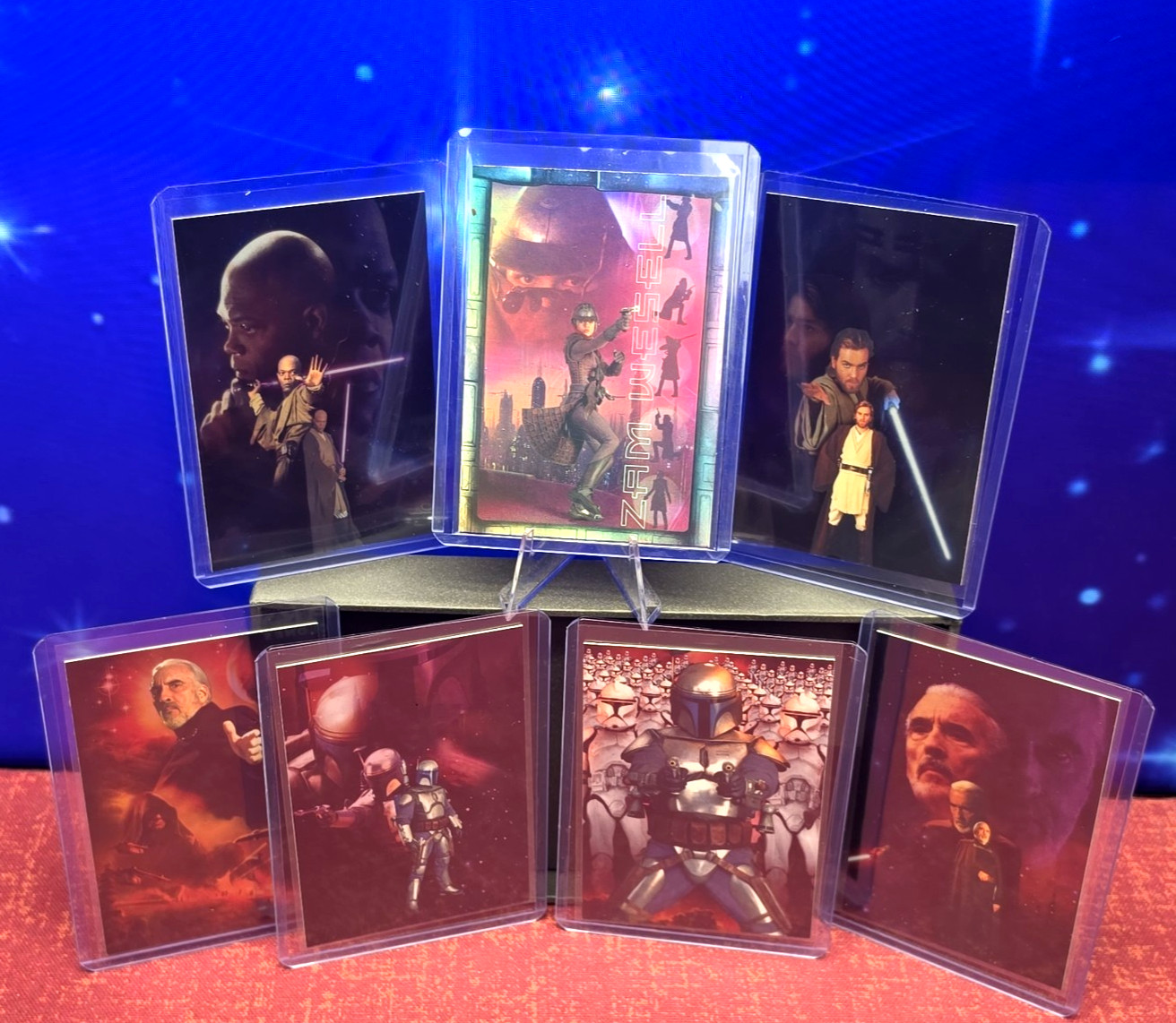 2002 Star Wars Attack of the Clones 6 Foil Card Lot with Zam Wesell Prismatic