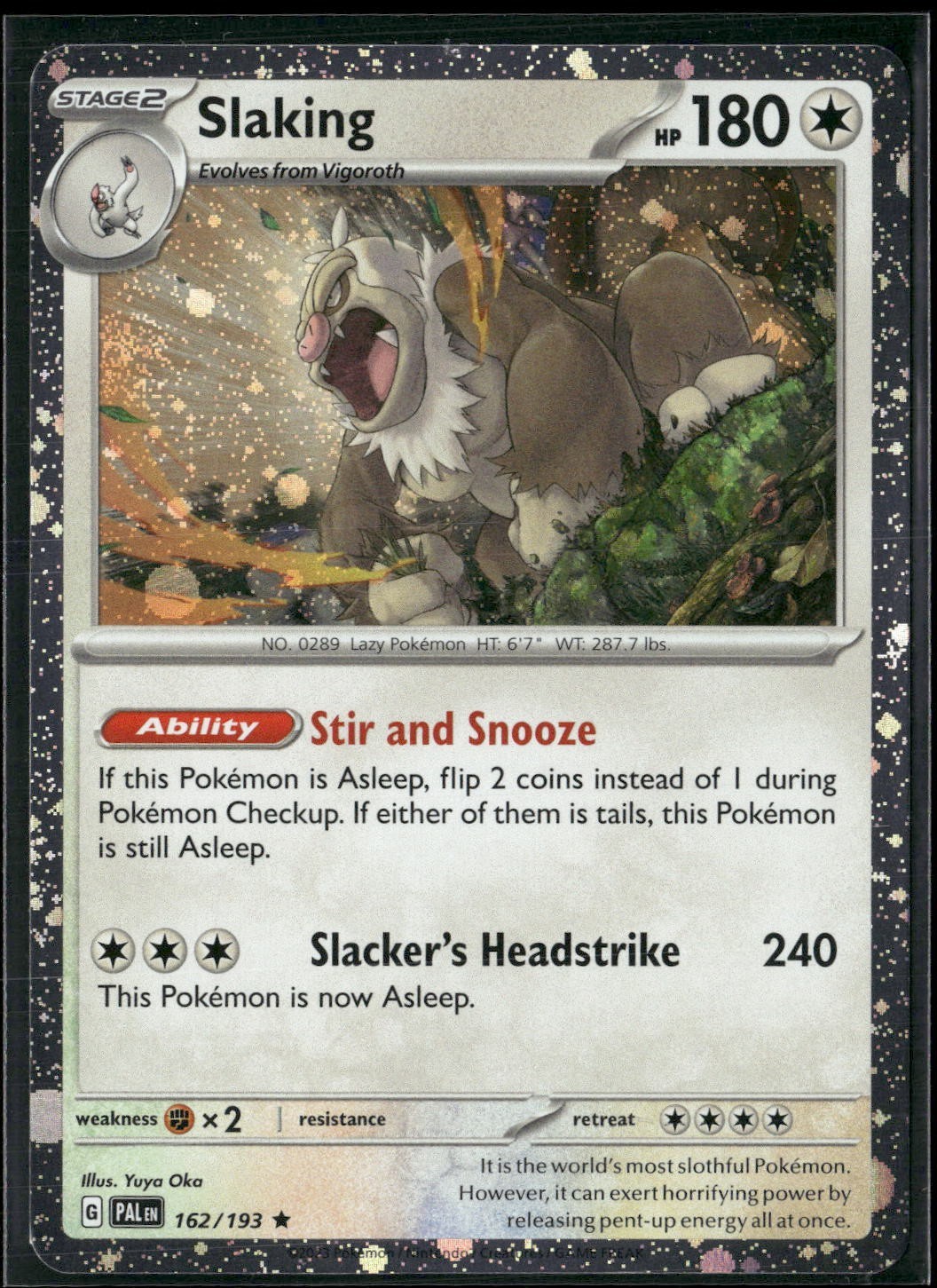 Pokémon - Slaking 162/193 Cosmos Holo Paldea Evolved NM SWIRL