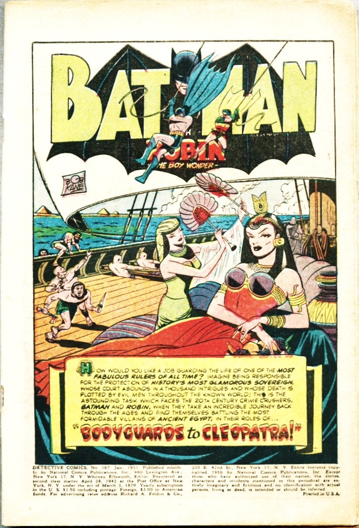 Detective Comics #167-1951 senza copertina Batman Cleopatra Dick Sprang