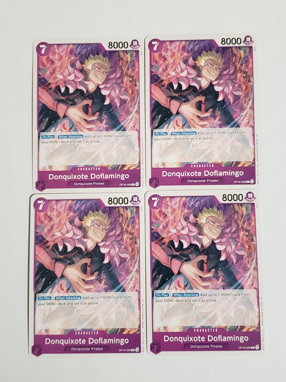 One Piece The Time of Battle OP16-069 DONQUIXOTE DOFLAMINGO x4 Playset Eng TCG
